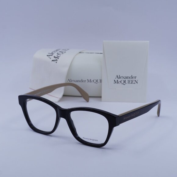 Alexander McQueen AM0306O 004 Square Eyeglasses 52mm - Black/Brown - Picture 4 of 9